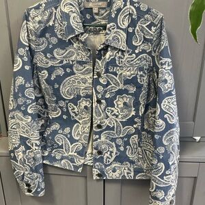 Croft & Barrow Blue and White Paisley Jean Jacket